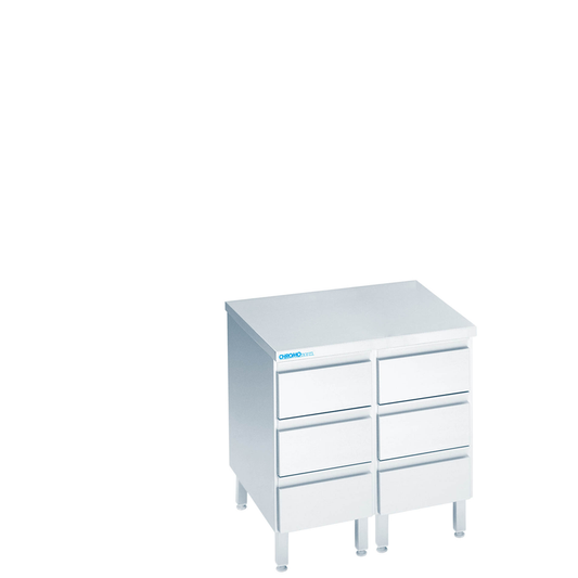Drawer unit with 6 drawers, with tabletop closed on all sides, 800 × 600 × 850/900 mm