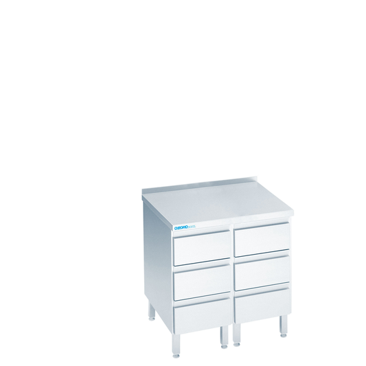 Drawer unit with 6 drawers, with top rear worktop, 800 × 600 × 850/900 mm