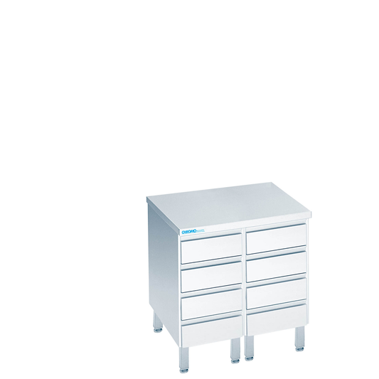 Drawer unit with 8 drawers, with worktop all around, 800 × 600 × 850/900 mm