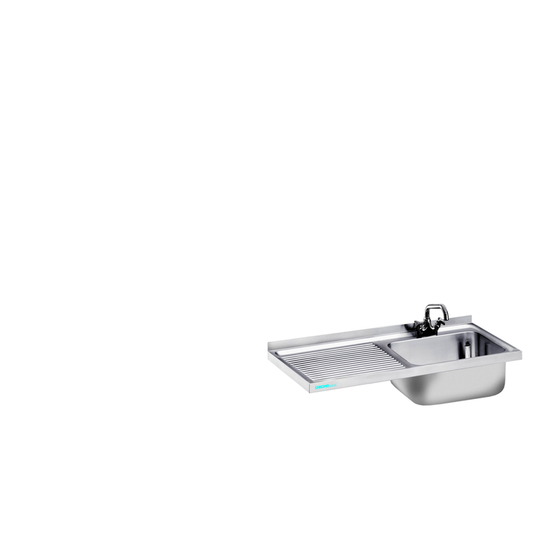 Sink cover with 1 basin right, without basin panel, 1200 × 700 × 50 mm