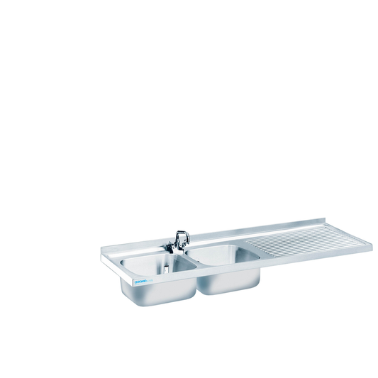 Washing cover with 2 basins on the left, without basin panel, 1500 × 700 × 50 mm