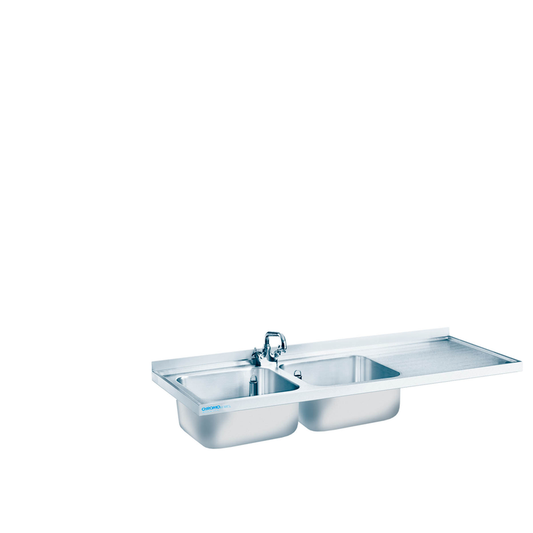 Sink cover with 2 basins left, without basin panel, 1600 × 700 × 50 mm