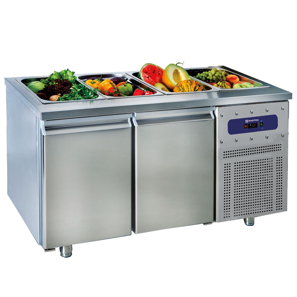 Saladette mit 2 Türen GN 1/1, 4x GN 1/1 H=150 mm, -2°/+8°C — Virtus SALADBAR2
