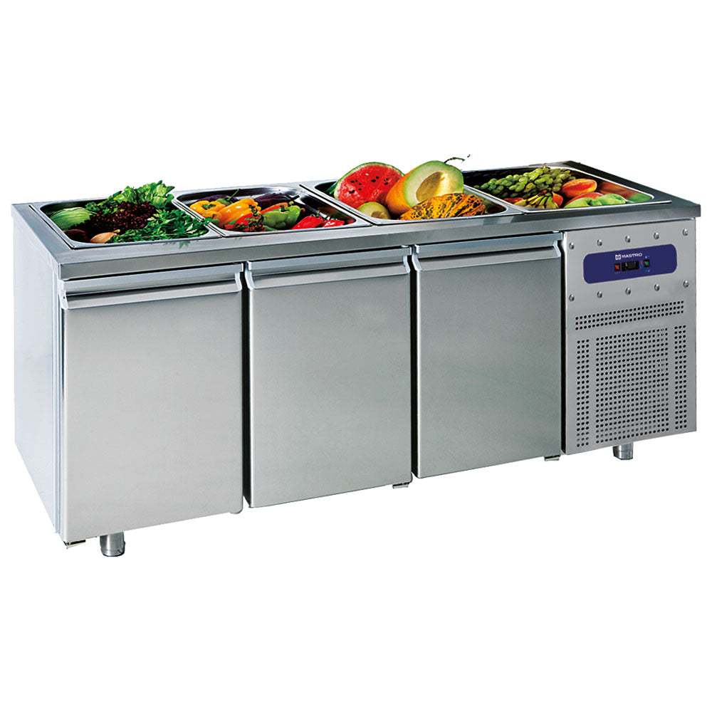Saladette mit 3 Türen GN 1/1, 5x GN 1/1 H=150 mm, -2°/+8°C — Virtus SALADBAR3