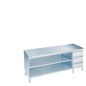 Arbeitsschrank offen mit Schubladenblock rechts, mit Tischplatte allseits ab, 2400 × 600 × 850/900 mm