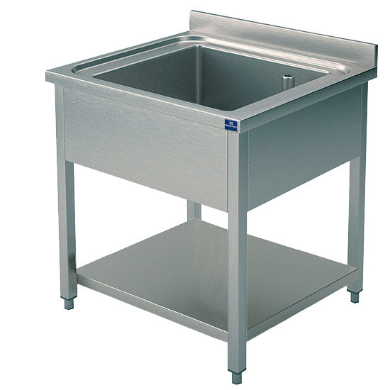 Spültisch, 1 Becken, auf Beinen, mit Zwischenboden, 800x600 mm — Virtus SLG1856