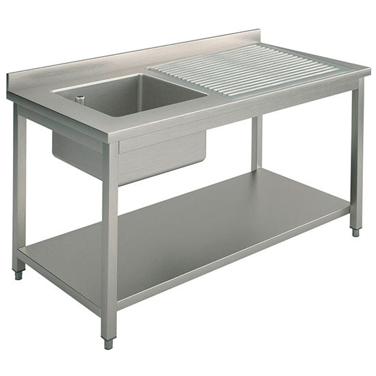 Spültisch mit 1 Becken links und Tropftasse rechts mit Zwischenboden, 1400x700 mm — Virtus SLG1GD1467/G Restposten