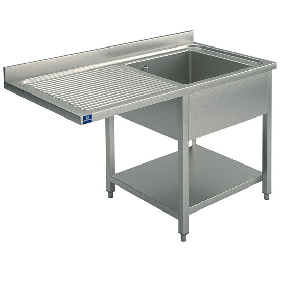 Spültisch mit Zwischenboden für Einbau-Geschirrspüler, 1 Becken rechts, 1400x600 mm — Virtus SLG1LS14660