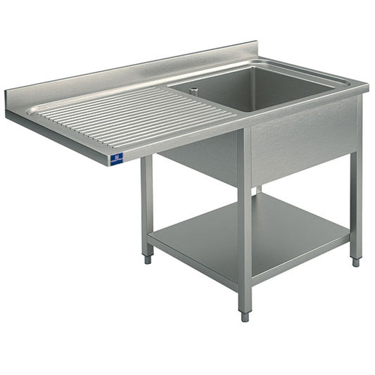 Spültisch mit Zwischenboden für Einbau-Geschirrspüler, 1 Becken rechts, 1300x700 mm — Virtus SLG1LS1467