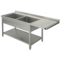 Spültisch mit Zwischenboden für Einbau-Geschirrspüler, 2 Becken links, 2000x600 mm — Virtus SLG2LD20660