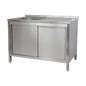 Spülschrank 1200 × 700 × 850 mm 1 Becken links, mit Schubladenblock, 700 mm Tiefe | A&S SPSCHSB1271BL