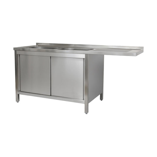 Dishwashing station 1900 × 700 × 850 mm 2 basins left     700 mm depth | A&S SPSCHZ1972BL