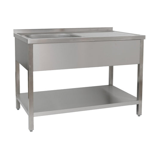 Sink unit 1200 × 600 × 850 mm 1 basin left, with base shelf  600 mm depth | A&S SPT1261BL
