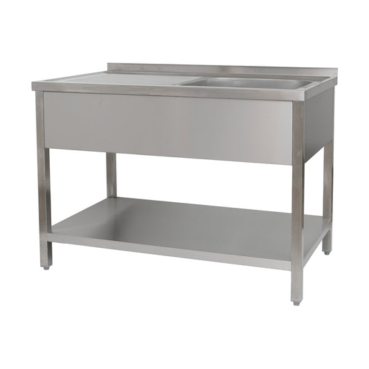Sink table 1200 × 600 × 850 mm 1 basin right, with base panel  600 mm depth | A&S SPT1261BR