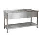 Spültisch 1900 × 700 × 850 mm 2 Becken rechts, mit Grundboden  700 mm Tiefe | A&S SPT1972BR