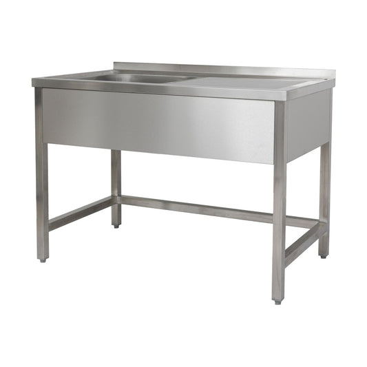 Sink unit 1200 × 600 × 850 mm 1 bowl left, without bottom shelf 600 mm depth | A&S SPTO1261BL