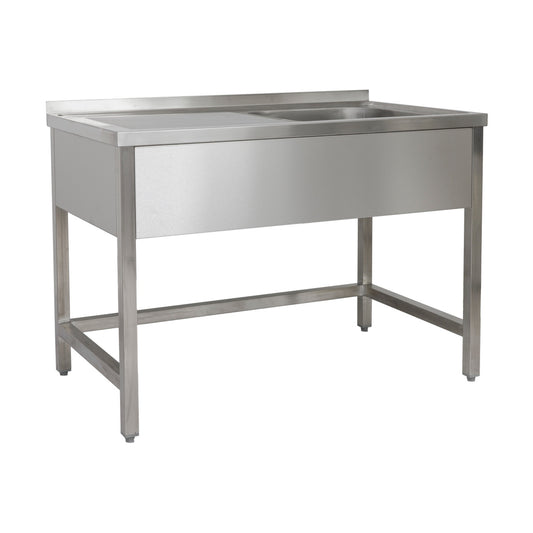 Sink unit 1200 × 600 × 850 mm 1 bowl right, Without bottom shelf 600 mm depth | A&S SPTO1261BR