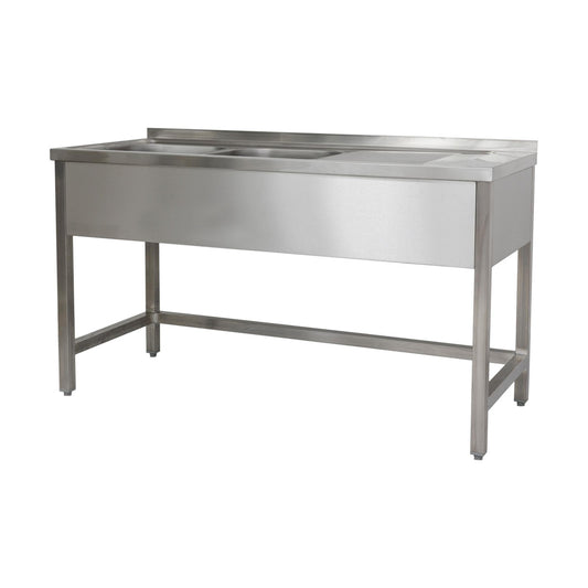 Sink unit 1600 × 700 × 850 mm 2 basins left, Without base shelf 700 mm depth | A&S SPTO1672BL