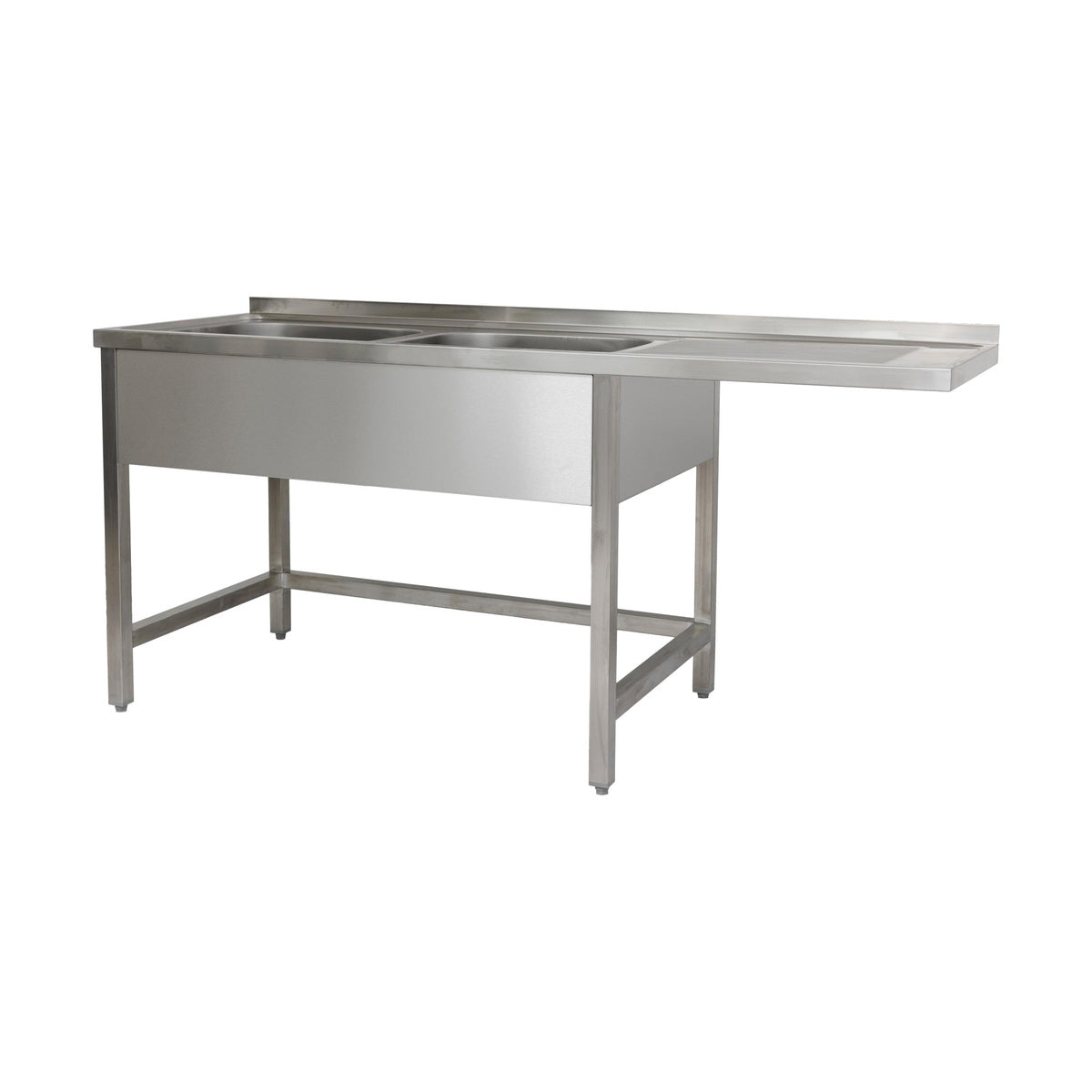 Spülzentrum 1600 × 700 × 850 mm 2 Becken links, mit Grundboden      700 mm Tiefe | A&S SPZG1672BL