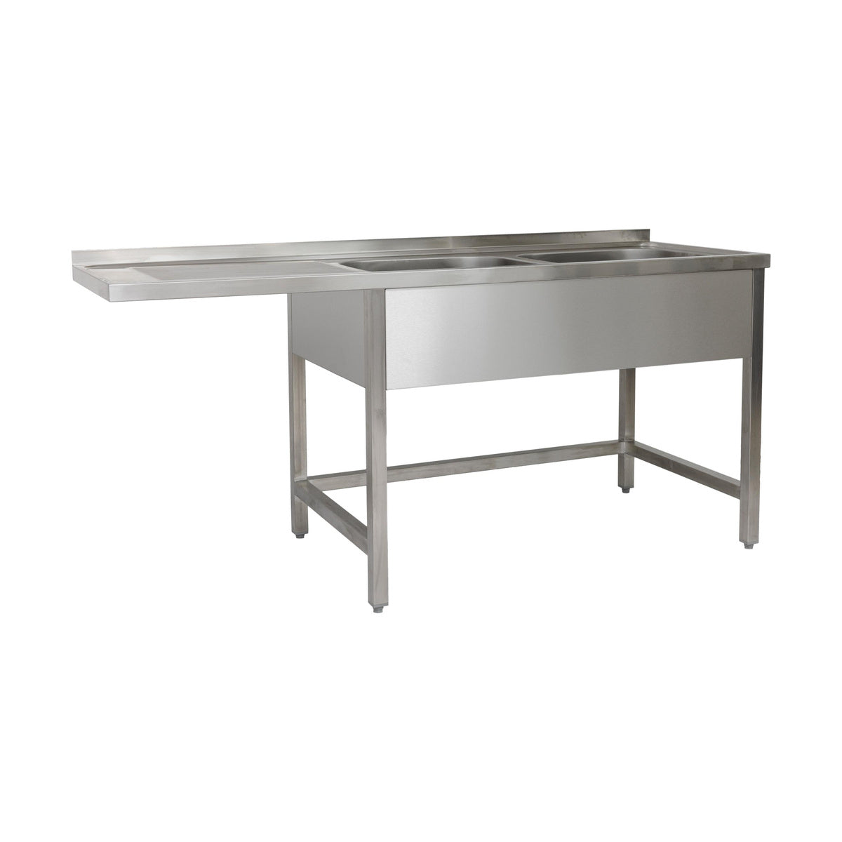 Spülzentrum 1500 × 600 × 850 mm 2 Becken rechts, mit Grundboden      600 mm Tiefe | A&S SPZG1562BR