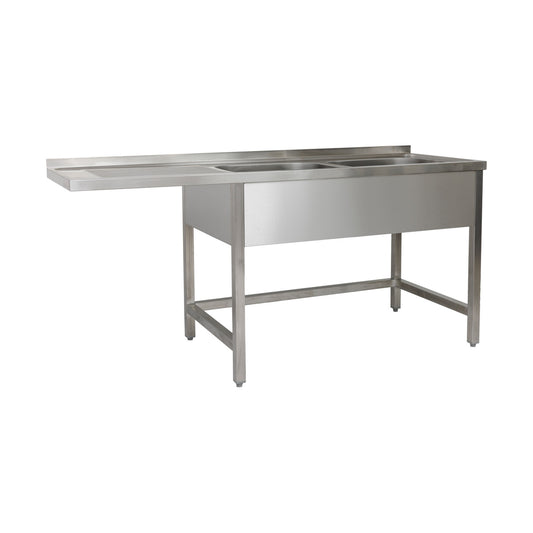 Dishwashing centre 1600 × 700 × 850 mm 2 basins right, without base tray      700 mm depth | A&S SPZO1672BR
