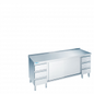 Arbeitsschrank mit Schiebetüren und Schubladenblöcken, mit Tischplatte hinten auf, 2200 × 600 × 850/900 mm