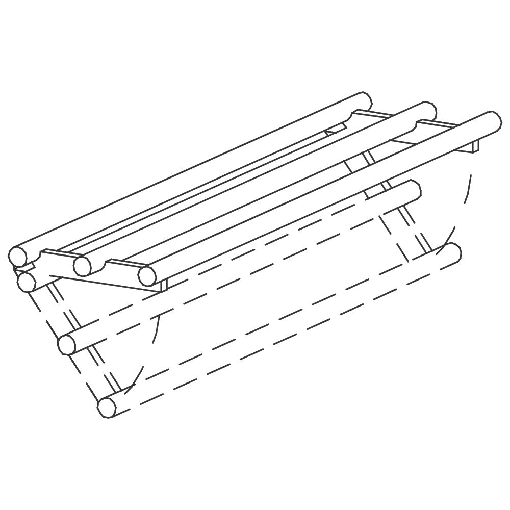 Klappbare gerade Tablettrutsche, rohrförmig, 400 mm — Virtus SSTR04