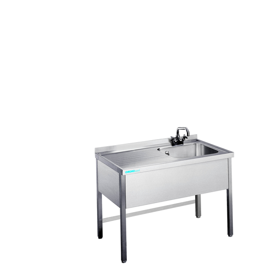 Spültisch mit 1 Becken rechts, offen, 1200 × 700 × 850/900 mm