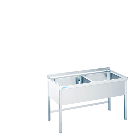 Spültisch mit 2 Becken Mittig, offen, 1400 × 700 × 850/900 mm