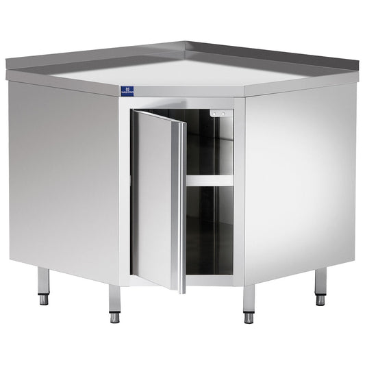 Neutraler Arbeitsschrank, Eck-Modell, mit Flügeltür und Aufkantung, 900x600 mm — Virtus STABA69