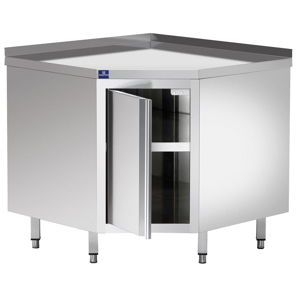Neutraler Arbeitsschrank, Eck-Modell, mit Flügeltür und Aufkantung, 1000x700 mm — Virtus STABA71