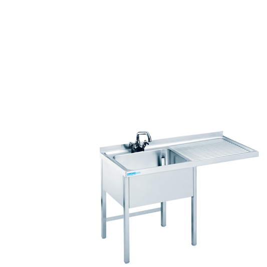 Dishwashing centre with 1 bowl left, open, 1200 × 700 × 850/900 mm