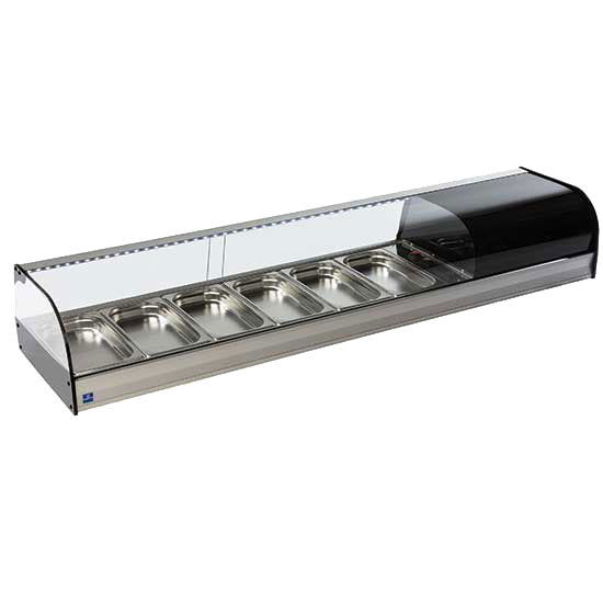 Tapaskühltheke mit gebogener Frontverglasung, 6x GN 1/3 H=40 mm — Virtus TPFR6IA