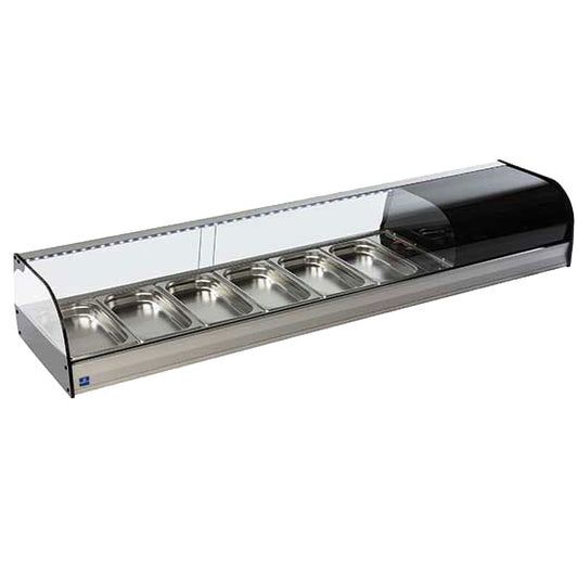 Tapaskühltheke mit gebogener Frontverglasung, 6x GN 1/3 H=40 mm — Virtus TPFR6IA