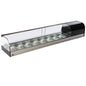Tapaskühltheke mit gebogener Frontverglasung und 1 Glasboden, 8x GN 1/3 H=40 mm — Virtus TPFR8IA2S