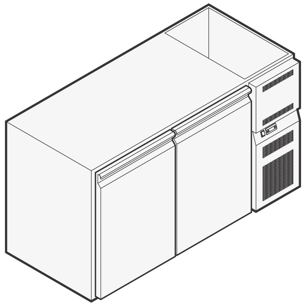 Getränkekühltheke mit 2 Türen, 1510x690 mm, +2°/+10°C — Virtus TRND00011