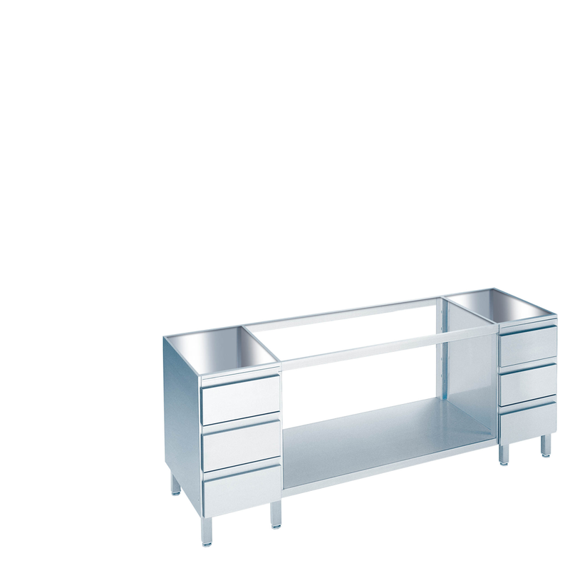 Arbeitstisch mit Zwischenboden und Schubladenblöcken ohne Tischplatte, 1200 × 660(700)x800/850 mm