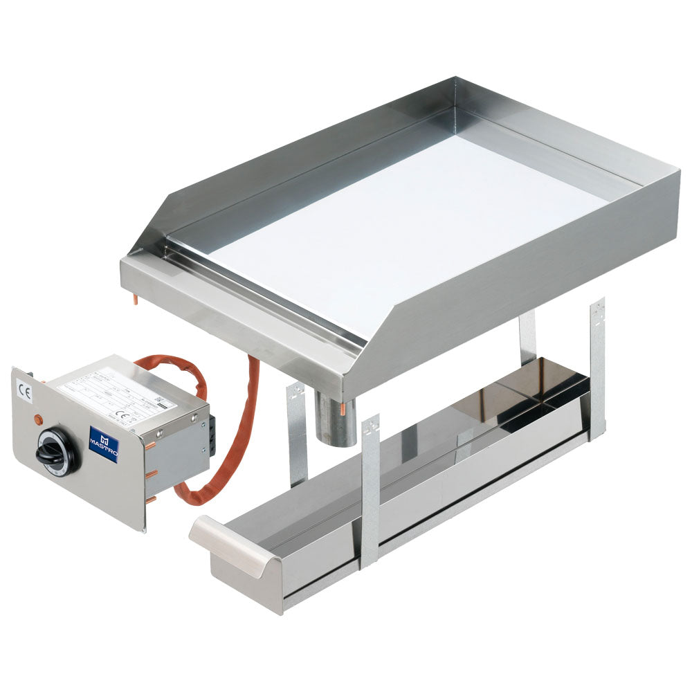 Elektro-Grillplatte, Einbaumodell, verchromt, glatt — Virtus VI6540FTECRD