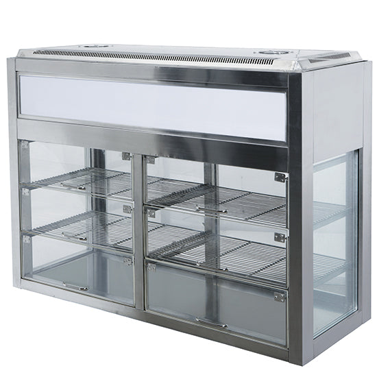 Kühlvitrine mit 2 Regalböden und Schiebetüren, +2°/+8°C, B=900 mm — Virtus VPS9PT2 Restposten