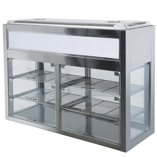 Refrigerated display case with 2 shelves and sliding doors, +2°/+8°C, W=900 mm — Virtus VPS9PT2 Clearance item
