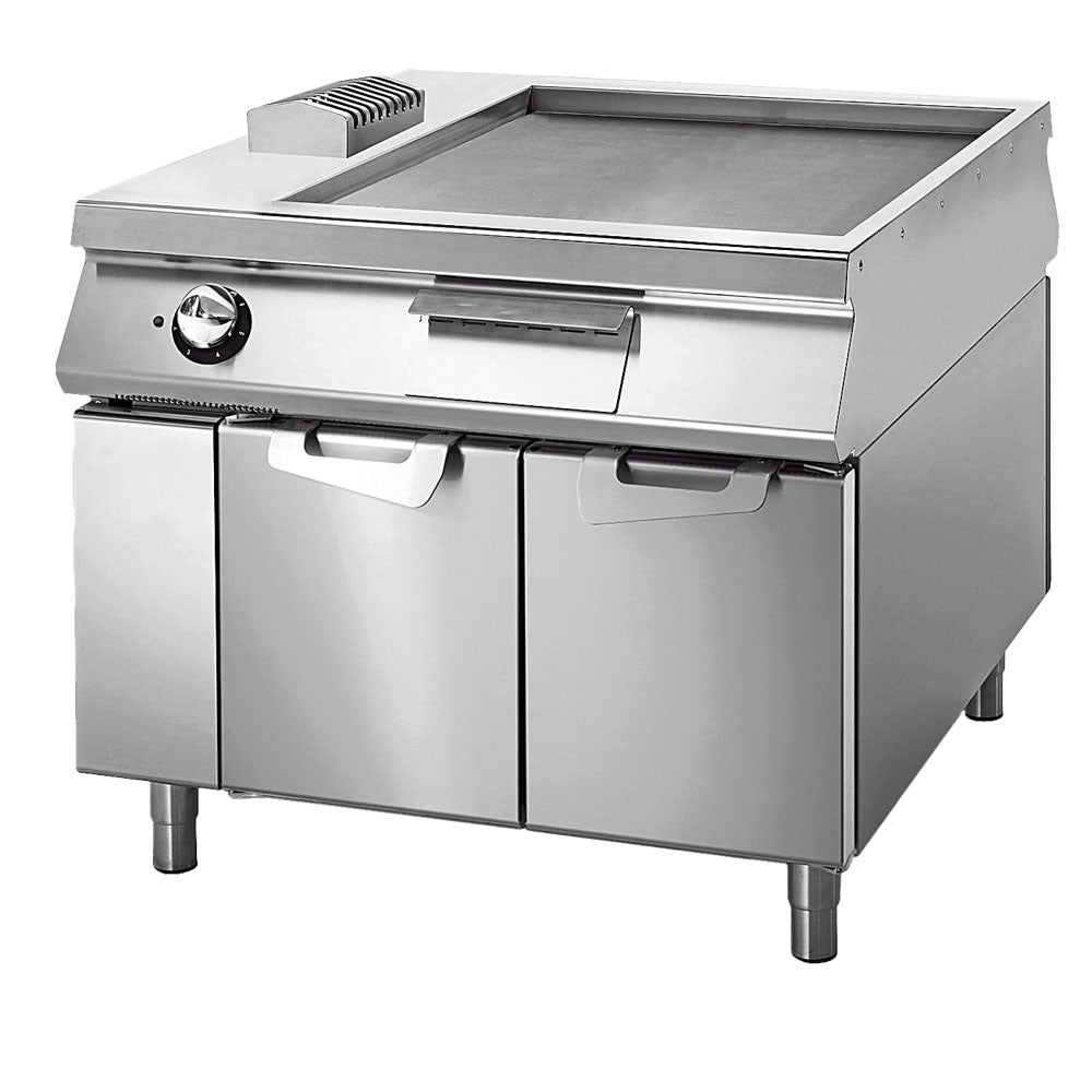 Elektro-Grillplatte glatt auf Unterbau mit Türen, Bedienung beidseitig — Virtus VS110100FTE