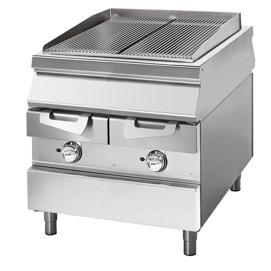 Elektro-Grillplatte auf Unterbau mit Wasserschubladen, Kochzone in Edelstahl Fleisch/ Fisch — Virtus VS11080GRACQE