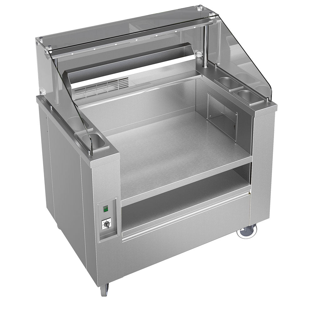 Mobile Pasta Station 1115 mm mit Nudelkocher 24 Liter und Abluftsystem — Virtus VSSP110