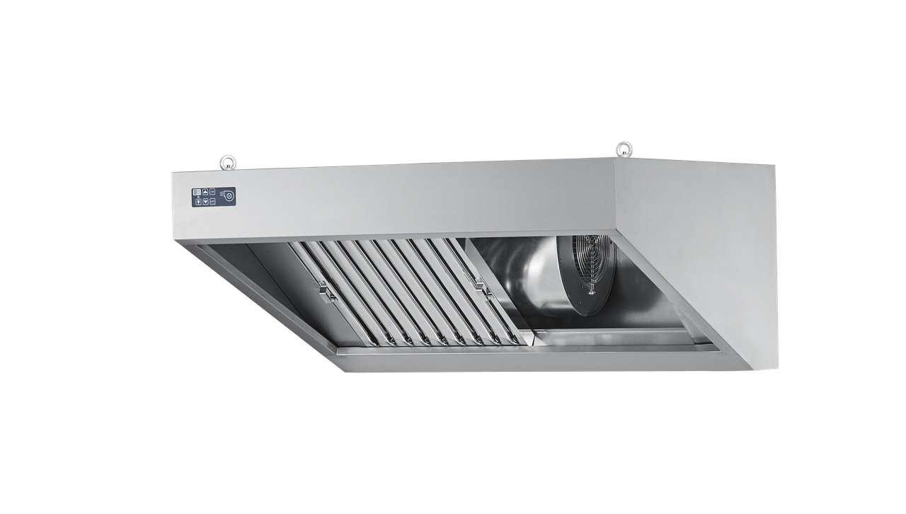 Wandhaube mit Ventilator, 1200 × 900 × 450 mm