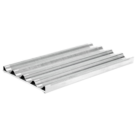 Perforated aluminium sheet GN 1/1 for 4 baguettes, silicone-coated — Virtus Z/FBB11