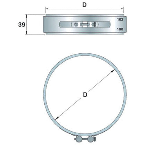Stainless steel pipe clamp, ø 400 mm — Virtus Z/KCO400
