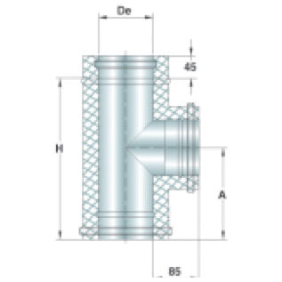 Edelstahl-T-Verbindungselement 90°, doppelwandig, ø 300 mm intern — Virtus Z/KI2T9300