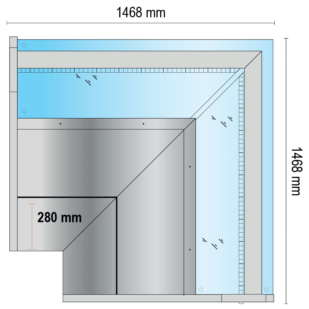 Kühltheke-Eckmodul offen mit gerader Frontverglasung, Umluft Kühlung, +2°/+5°C — Virtus Z/TMR09AA