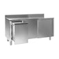 Arbeitsschrank mit Abfallbehälter links, mit Aufkantung, Bautiefe 700 mm, 1600x700x850 mm | A&S ARSAML167-E