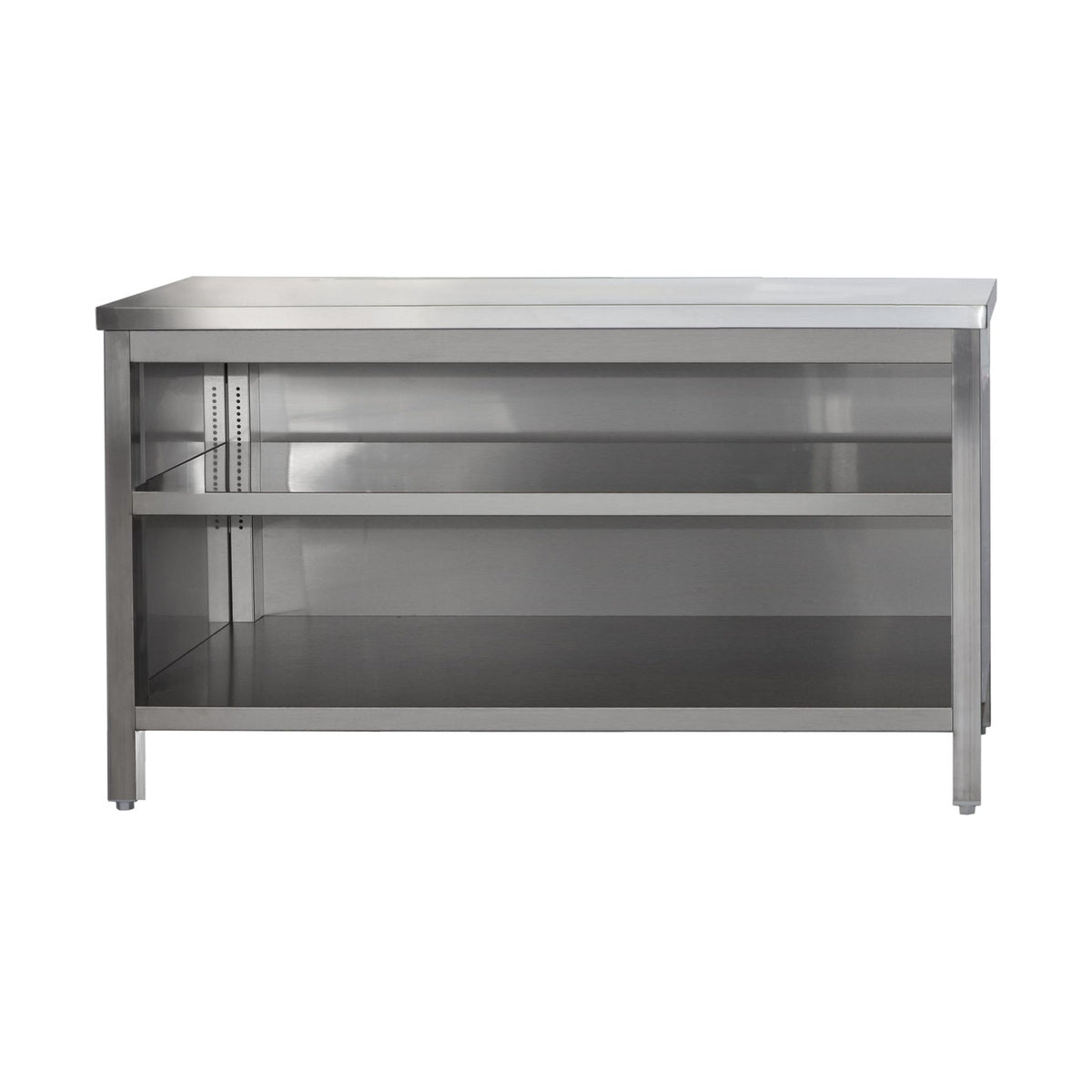 Edelstahl Arbeitsschrank offen mit höhenverstellbaren Zwischenboden, Bautiefe 800 mm | A&S ARSO218